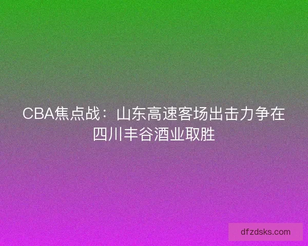 CBA焦点战：山东高速客场出击力争在四川丰谷酒业取胜